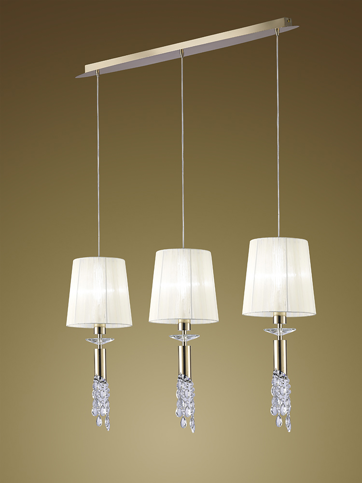 Tiffany French Gold-White Crystal Ceiling Lights Mantra Linear Crystal Fittings